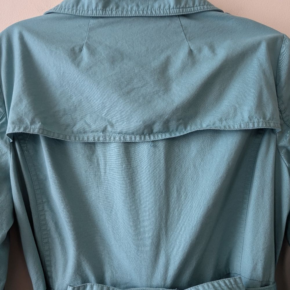 LC Lauren Conrad Bow Trench Coat Mint Teal Size 10 - Picture 7 of 8